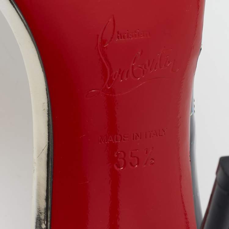 Pre Owned Christian Louboutin Black Patent Leather and PVC Tac Clac Pumps Size 35.5