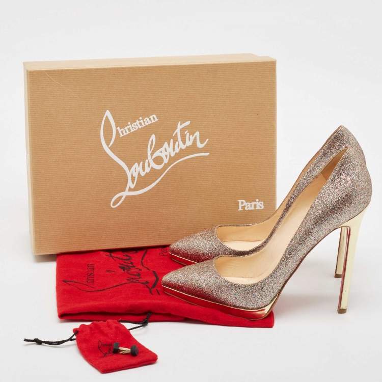 Pre Owned Christian Louboutin Multicolor Glitter Pigalle Plato Pumps Size 37.5