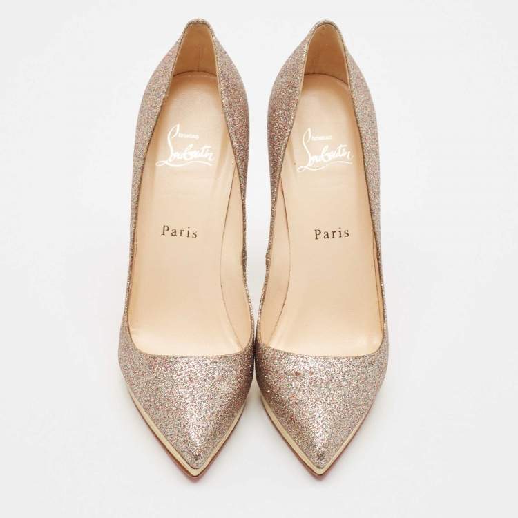 Pre Owned Christian Louboutin Multicolor Glitter Pigalle Plato Pumps Size 37.5