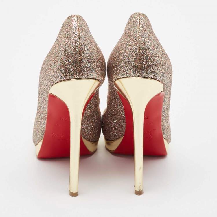 Pre Owned Christian Louboutin Multicolor Glitter Pigalle Plato Pumps Size 37.5