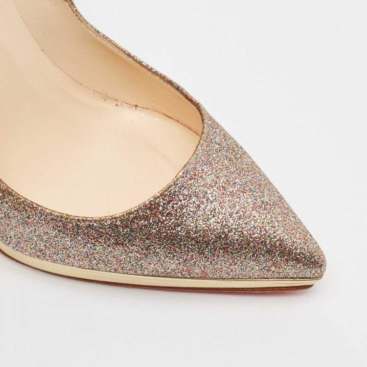 Pre Owned Christian Louboutin Multicolor Glitter Pigalle Plato Pumps Size 37.5