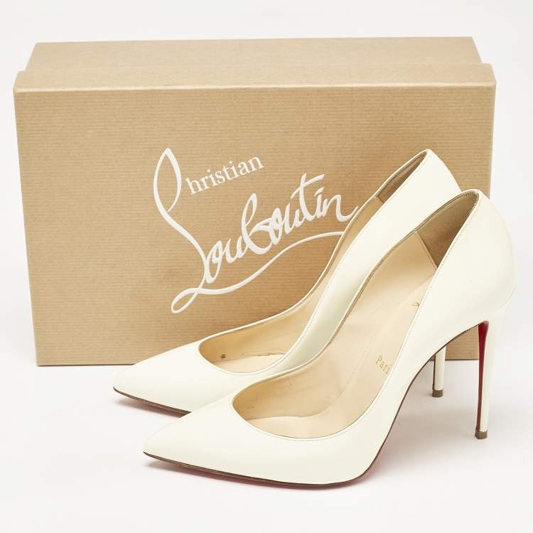Pre Owned Christian Louboutin Off White Patent Leather Pigalle Follies Pumps Size 37.5