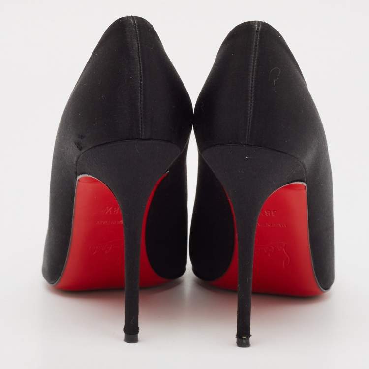 مملوكة مسبقًا Christian Louboutin Black Satin So Kate Pumps Size 38.5