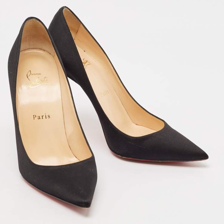 مملوكة مسبقًا Christian Louboutin Black Satin So Kate Pumps Size 38.5