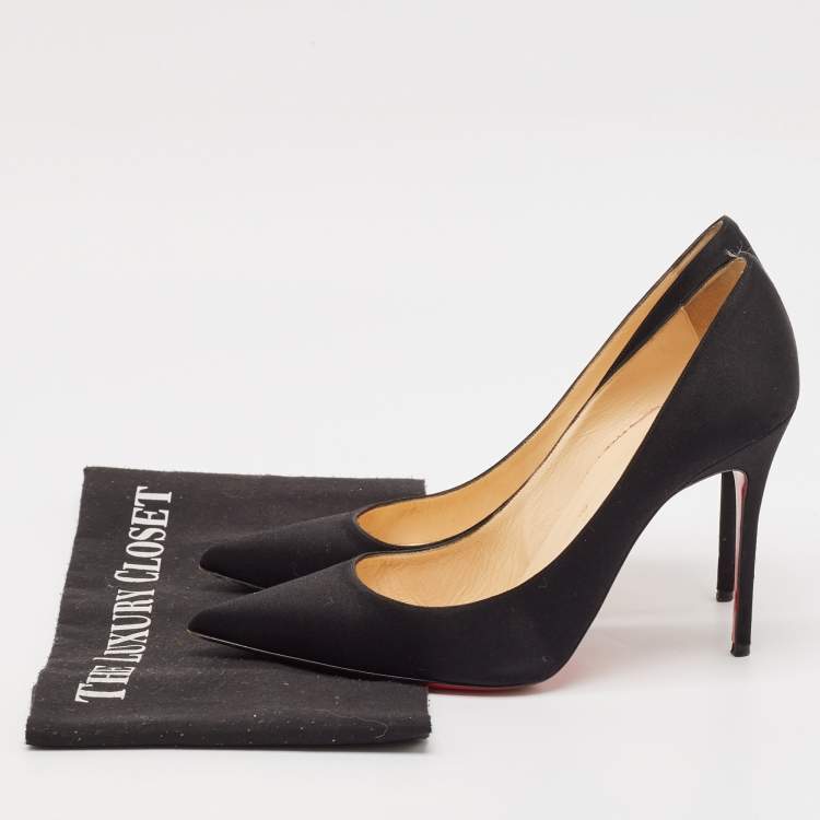 مملوكة مسبقًا Christian Louboutin Black Satin So Kate Pumps Size 38.5