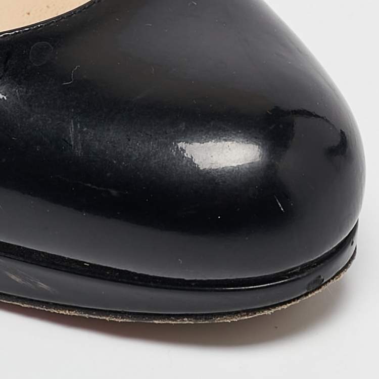 Pre Owned Christian Louboutin Black Patent Leather New Simple Pumps Size 37