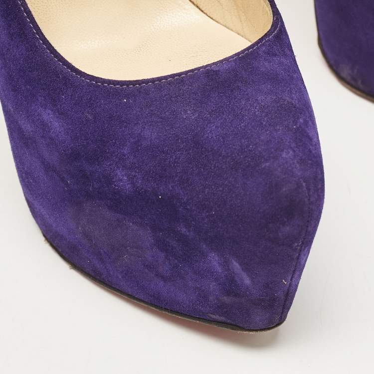 Pre Owned Christian Louboutin Purple Suede Daffodile Platform Pumps Size 36