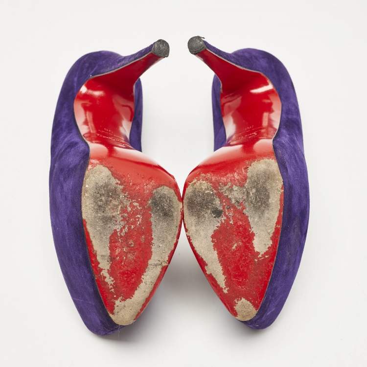 Pre Owned Christian Louboutin Purple Suede Daffodile Platform Pumps Size 36