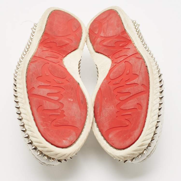Pre Owned Christian Louboutin White Leather Steckel Loafers Size 38.5