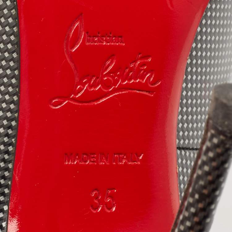 Pre Owned Christian Louboutin Black/Grey Leather Geo Pumps Size 35