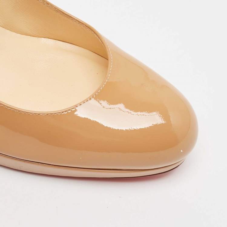 Pre Owned Christian Louboutin Beige Patent Leather New Simple Pumps Size 37.5
