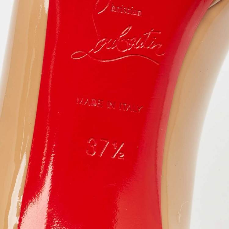 Pre Owned Christian Louboutin Beige Patent Leather New Simple Pumps Size 37.5