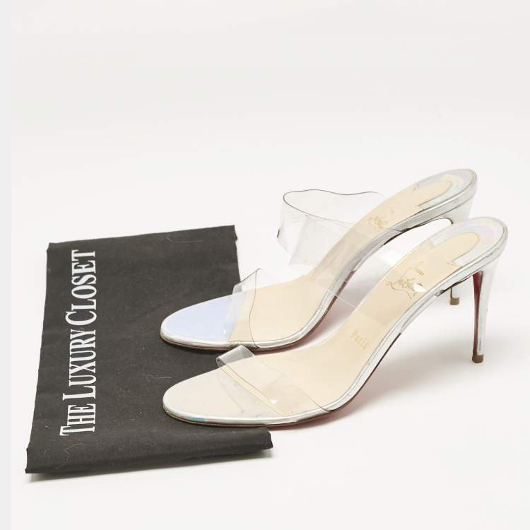 Pre Owned Christian Louboutin Transparent PVC Just Nothing Slide Sandals Size 39