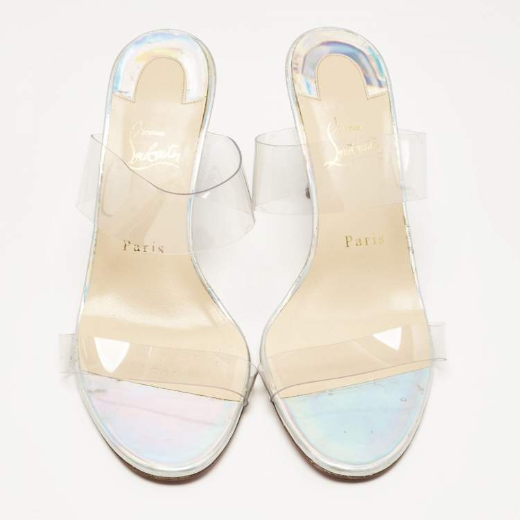 Pre Owned Christian Louboutin Transparent PVC Just Nothing Slide Sandals Size 39