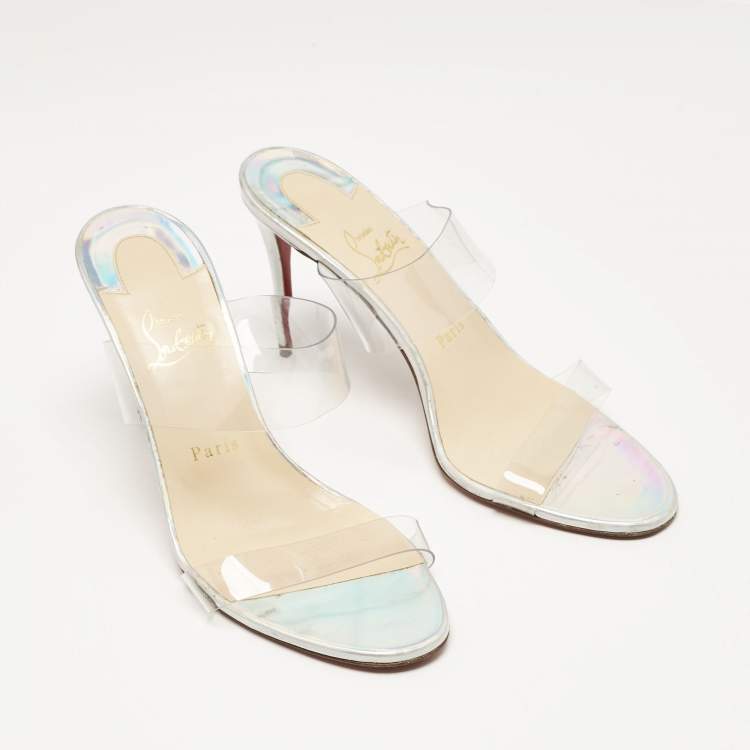 Pre Owned Christian Louboutin Transparent PVC Just Nothing Slide Sandals Size 39