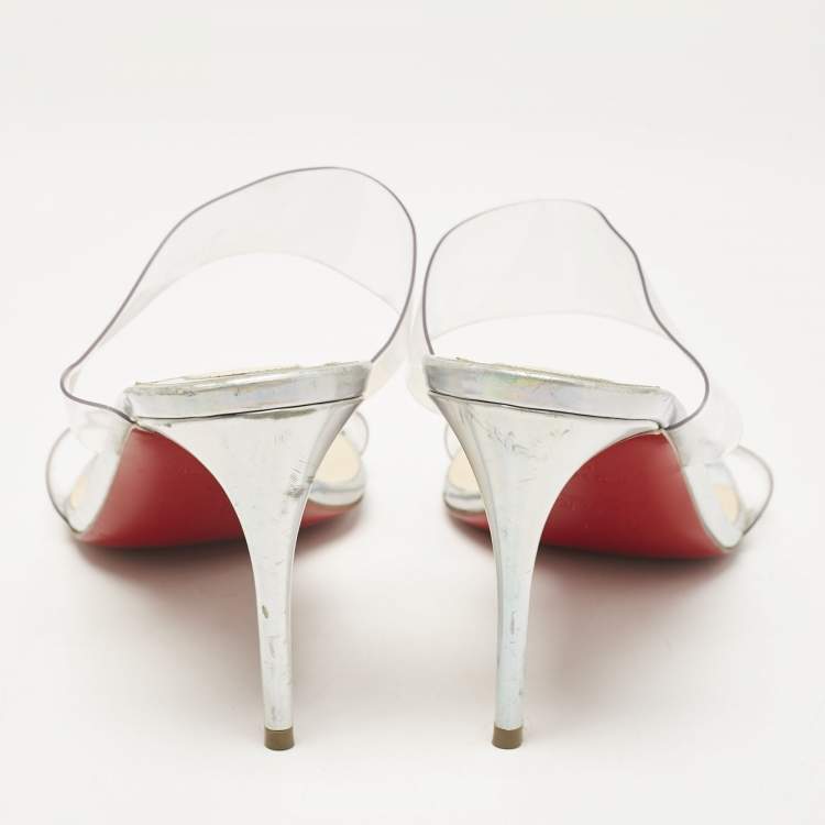 Pre Owned Christian Louboutin Transparent PVC Just Nothing Slide Sandals Size 39
