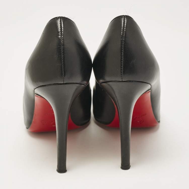 Pre Owned Christian Louboutin Black Leather Simple Pumps Size 37