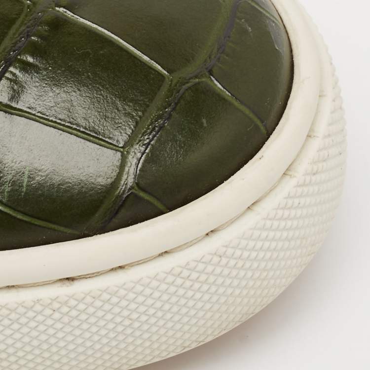 Pre Owned Christian Louboutin Green Crocodile Leather Louis Low Top Sneakers Size 39