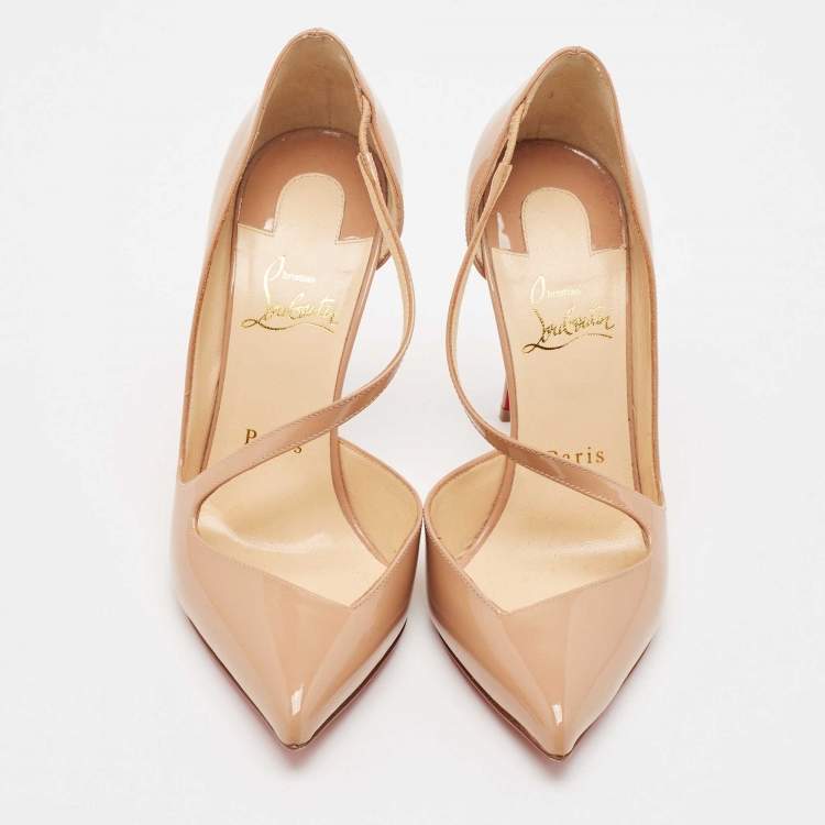 مملوكة مسبقًا Christian Louboutin Beige Patent Jumping D-orsay Pumps Size 37