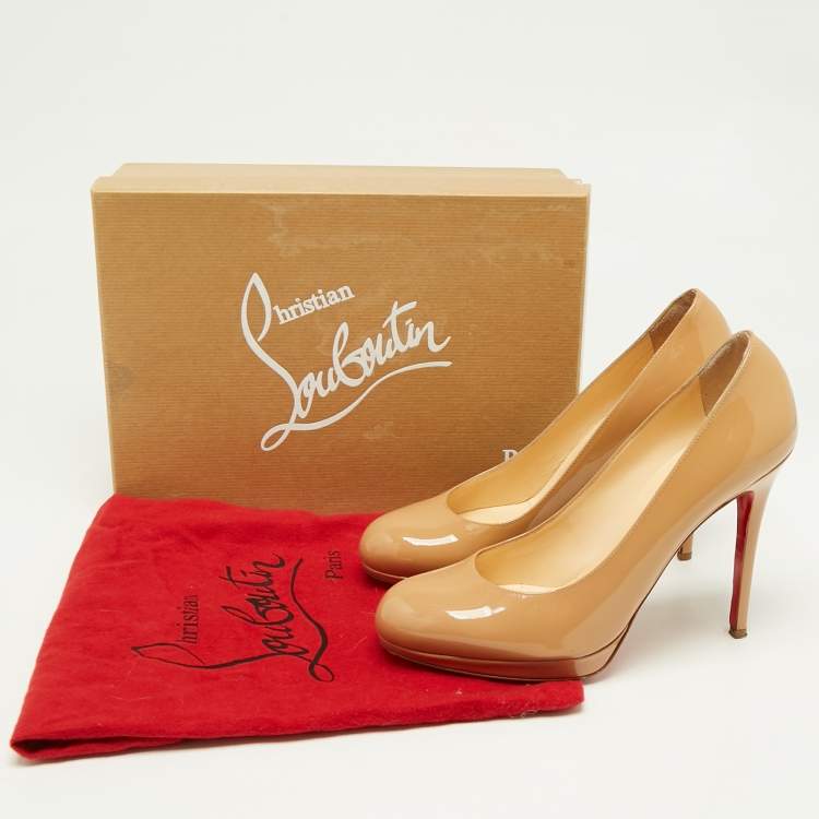 Pre Owned Christian Louboutin Beige Patent Leather New Simple Pumps Size 39