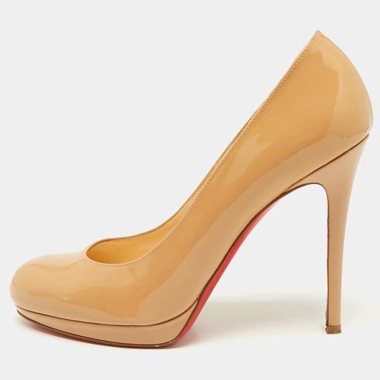 Pre Owned Christian Louboutin Beige Patent Leather New Simple Pumps Size 39