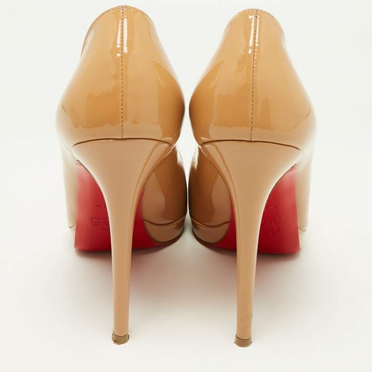 Pre Owned Christian Louboutin Beige Patent Leather New Simple Pumps Size 39