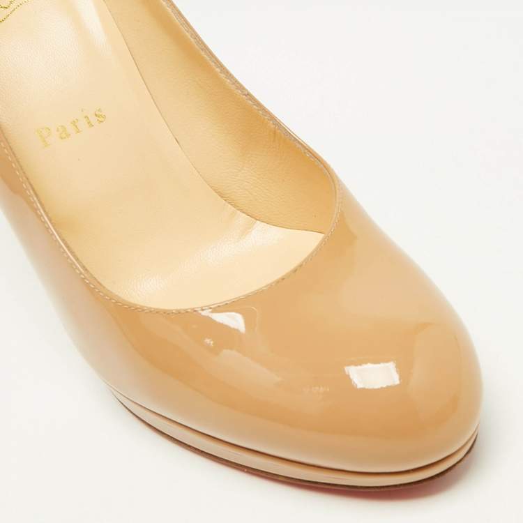 Pre Owned Christian Louboutin Beige Patent Leather New Simple Pumps Size 39