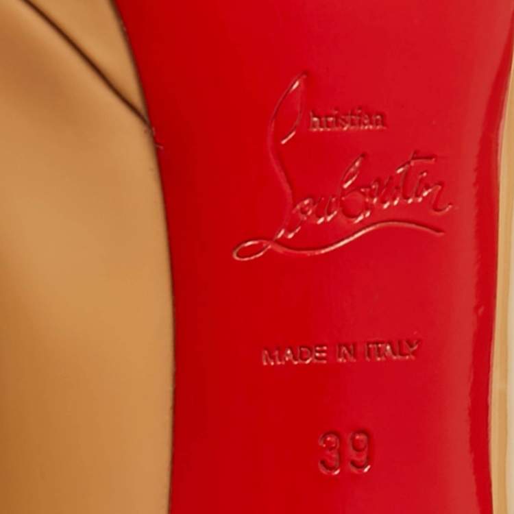 Pre Owned Christian Louboutin Beige Patent Leather New Simple Pumps Size 39