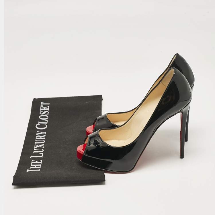Pre Owned Christian Louboutin Black Patent Very Prive Pumps Size 35
