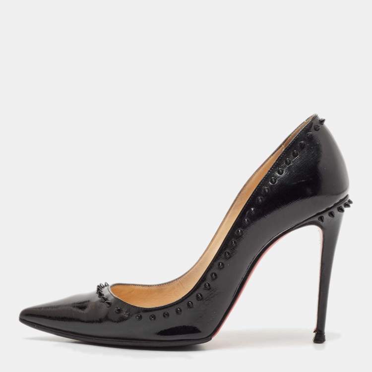 Pre Owned Christian Louboutin Black Patent Leather Anjalina Pumps Size 36.5