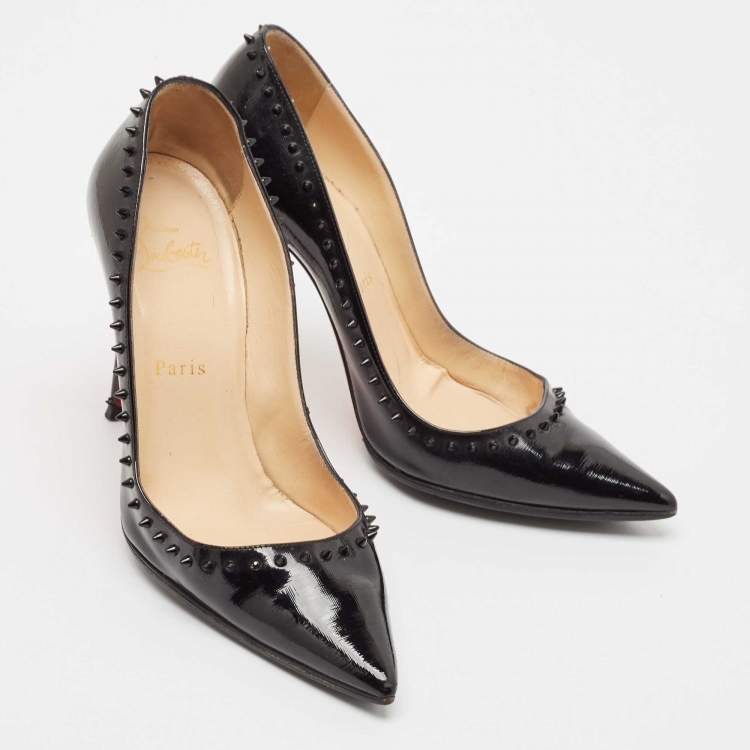 Pre Owned Christian Louboutin Black Patent Leather Anjalina Pumps Size 36.5
