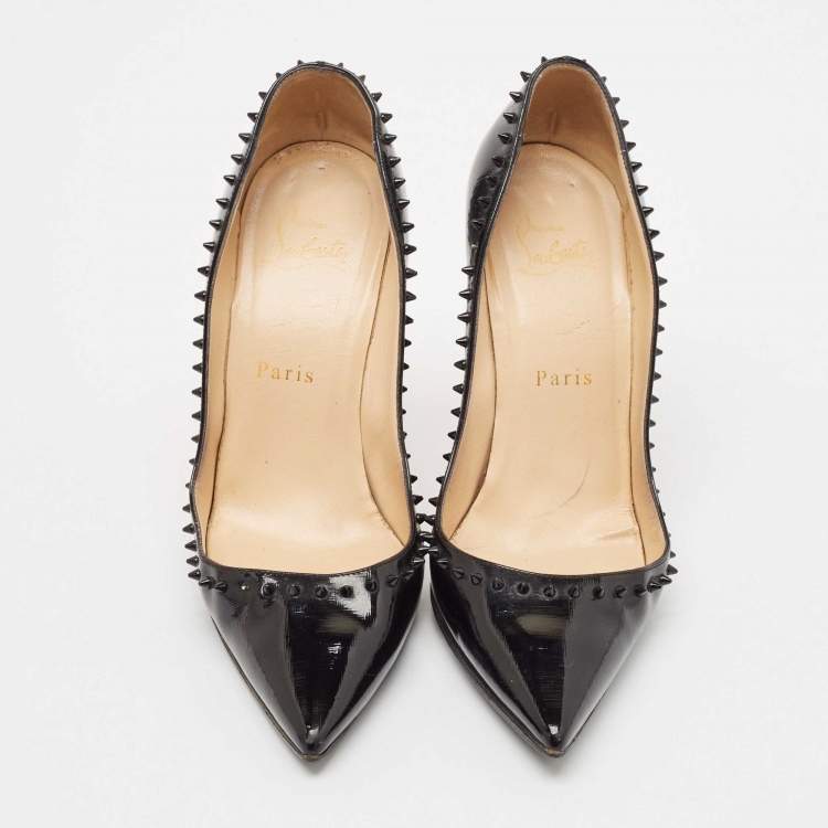 Pre Owned Christian Louboutin Black Patent Leather Anjalina Pumps Size 36.5