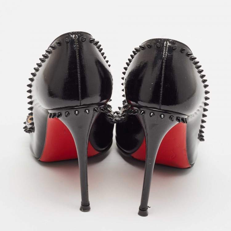 Pre Owned Christian Louboutin Black Patent Leather Anjalina Pumps Size 36.5