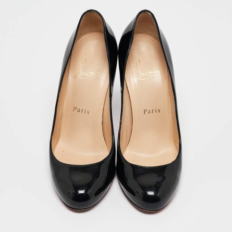 Pre Owned Christian Louboutin Black Patent Leather New Simple Pumps Size 36.5