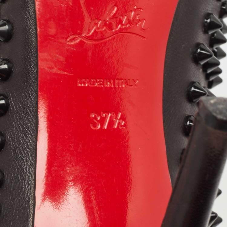 Pre Owned Christian Louboutin Black Leather Pigalle Spikes Pumps Size 37.5