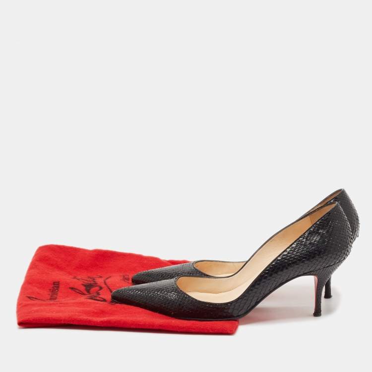 Pre Owned Christian Louboutin Black Snakeskin Leather So Kate Pumps Size 37