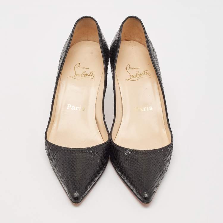 Pre Owned Christian Louboutin Black Snakeskin Leather So Kate Pumps Size 37