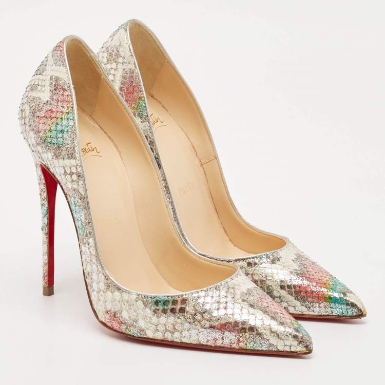 Pre Owned Christian Louboutin Multicolor Python So Kate Pumps Size 35.5