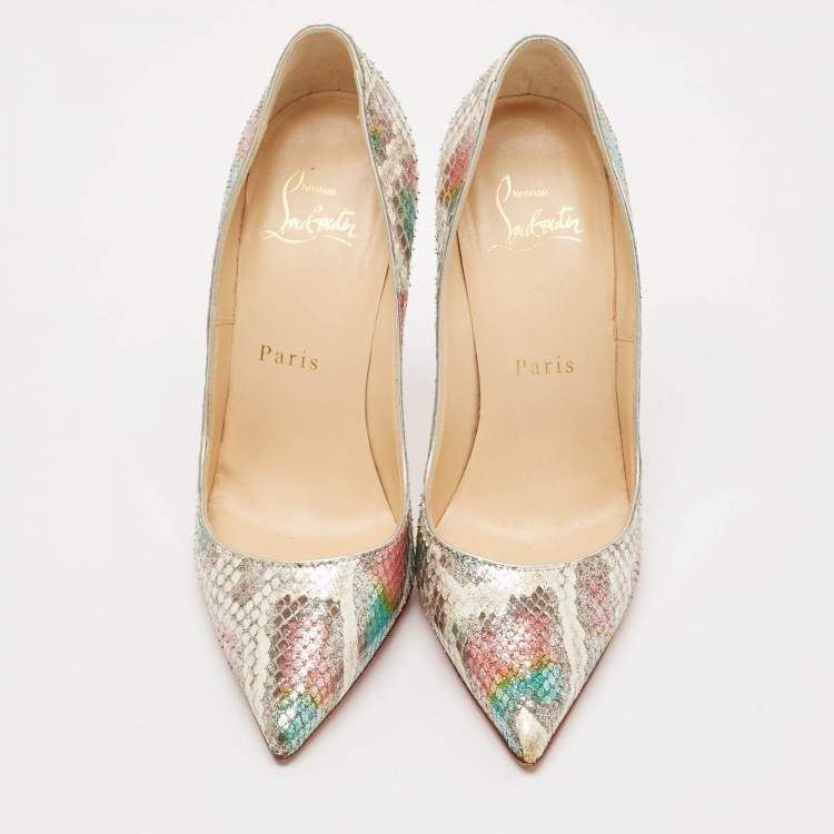 Pre Owned Christian Louboutin Multicolor Python So Kate Pumps Size 35.5