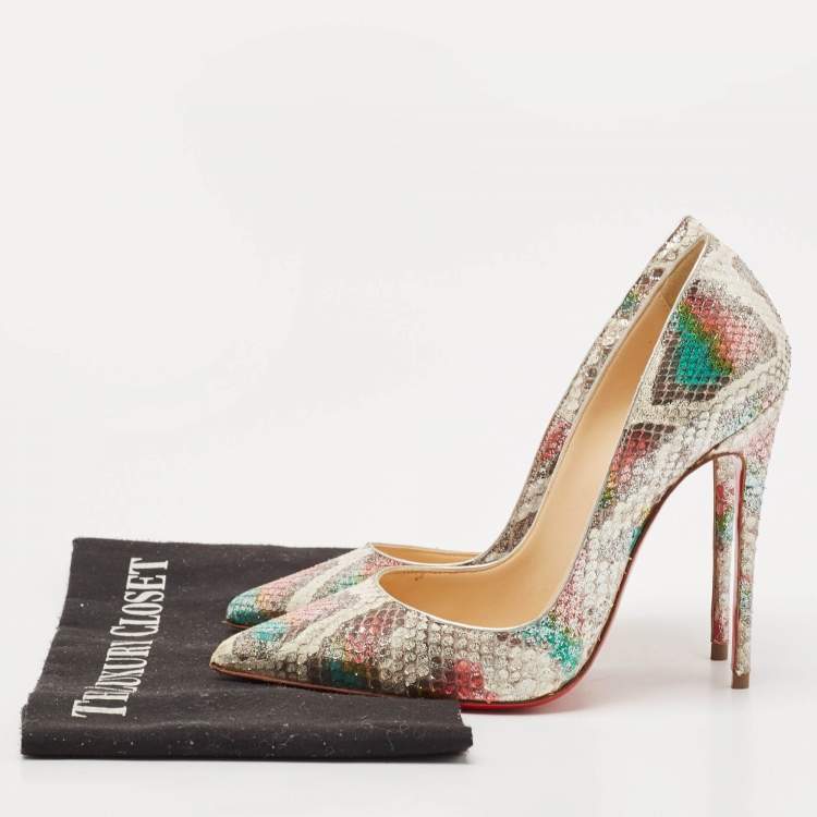 Pre Owned Christian Louboutin Multicolor Python So Kate Pumps Size 35.5