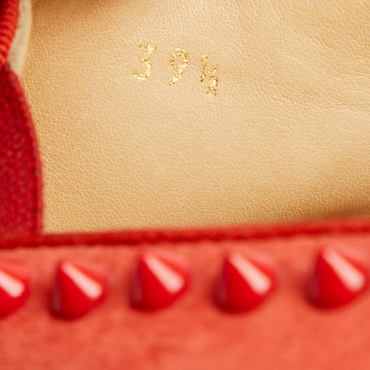 Pre Owned Christian Louboutin Red Suede Pik Boat Slip On Sneakers Size 39.5