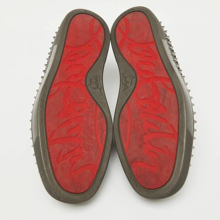 Pre Owned Christian Louboutin Grey Python Pik Boat Slip On Sneakers Size 40.5