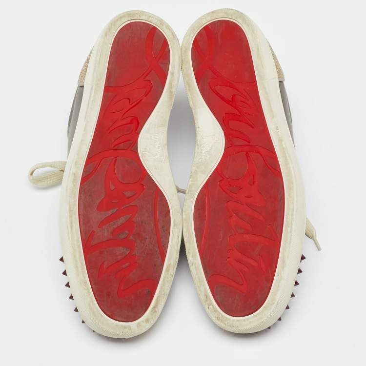 Pre Owned Christian Louboutin Multicolor Leather Louis Junior Spikes Low Top Sneakers Size 40