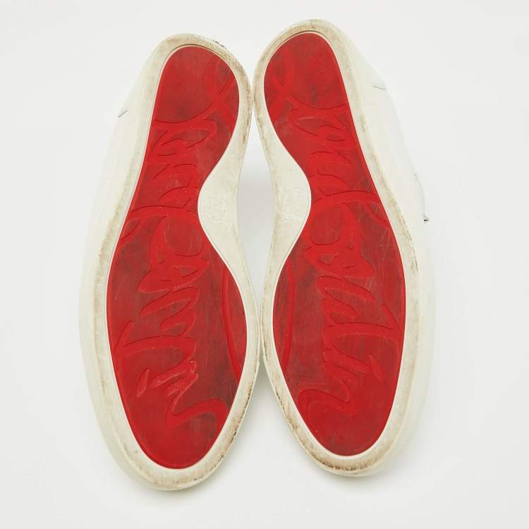 Pre Owned Christian Louboutin White Leather F.A.V Fique A Vontade Sneakers Size 41.5