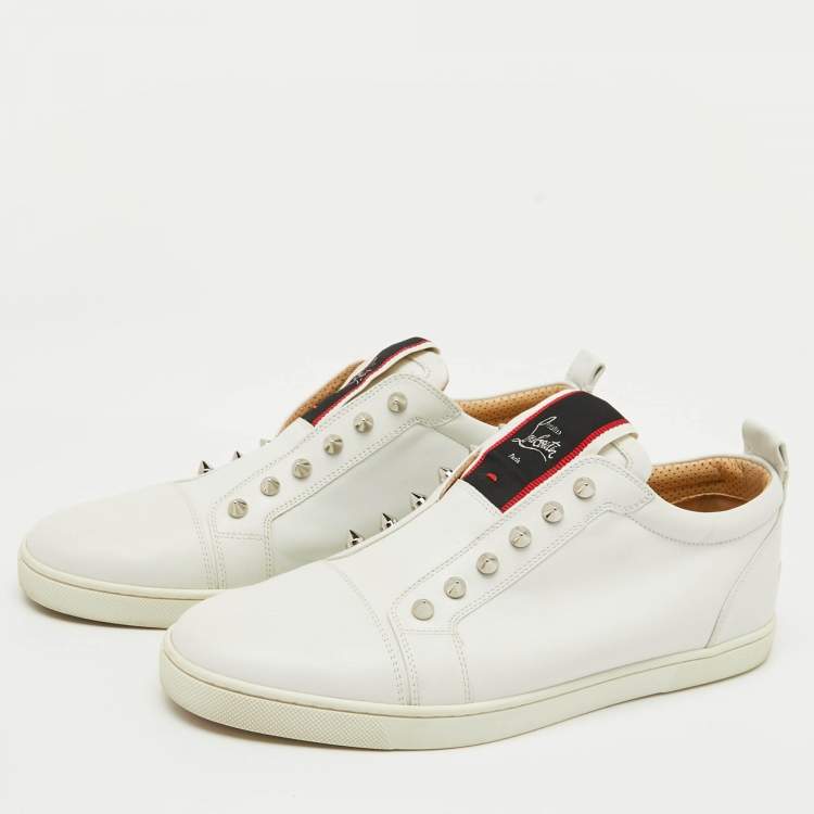 Pre Owned Christian Louboutin White Leather F.A.V Fique A Vontade Sneakers Size 41.5
