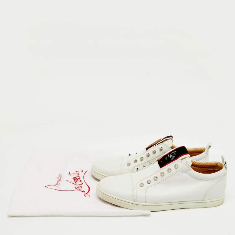 Pre Owned Christian Louboutin White Leather F.A.V Fique A Vontade Sneakers Size 41.5
