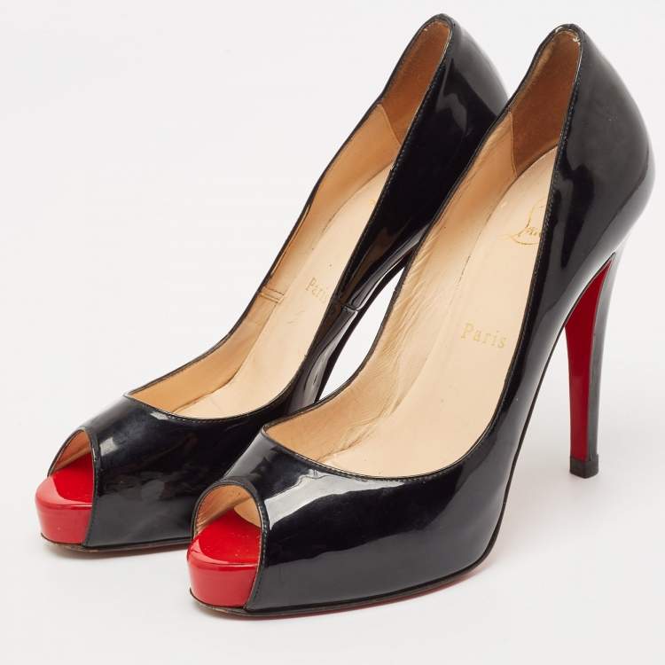 Pre Owned Christian Louboutin Black Patent Leather New Very Prive Pumps Size 37