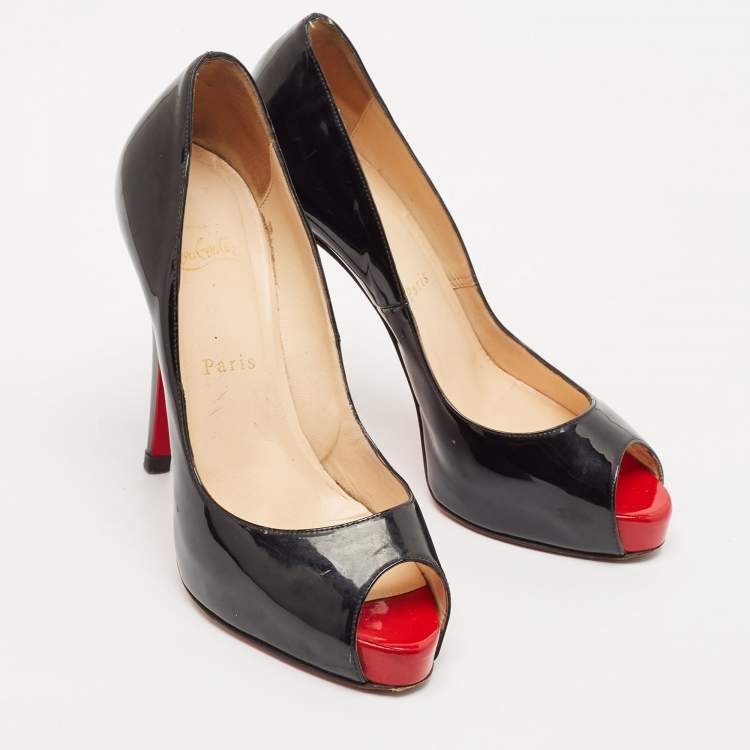 Pre Owned Christian Louboutin Black Patent Leather New Very Prive Pumps Size 37