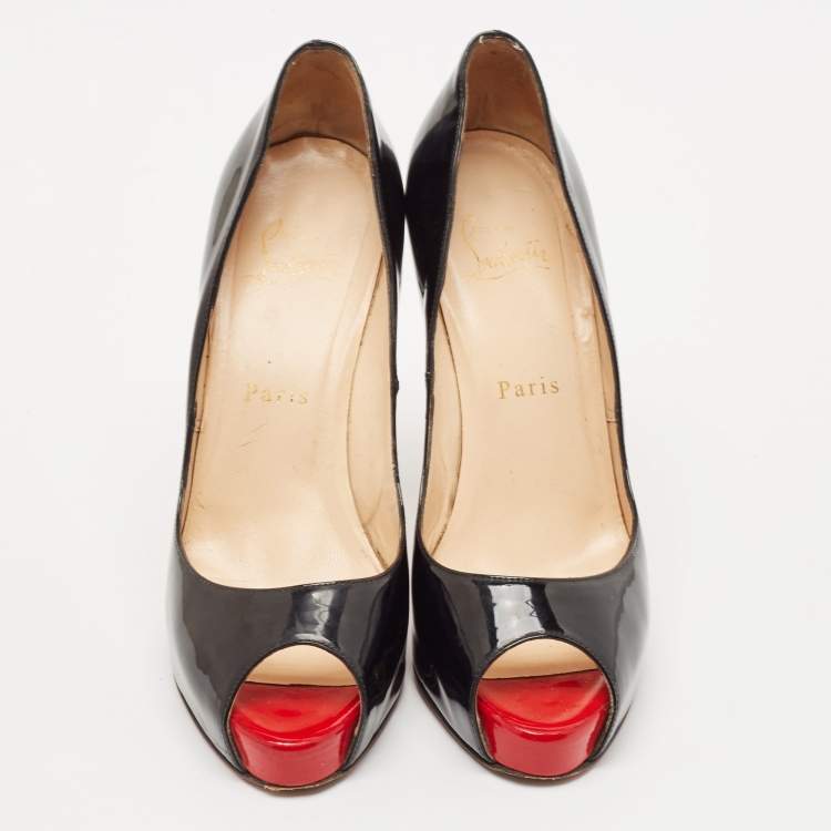 Pre Owned Christian Louboutin Black Patent Leather New Very Prive Pumps Size 37