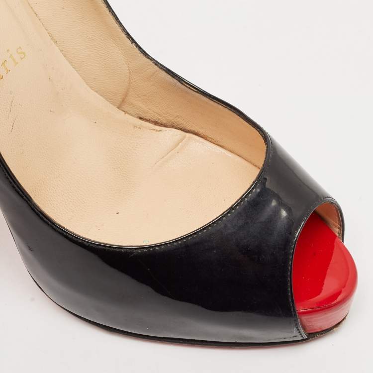 Pre Owned Christian Louboutin Black Patent Leather New Very Prive Pumps Size 37